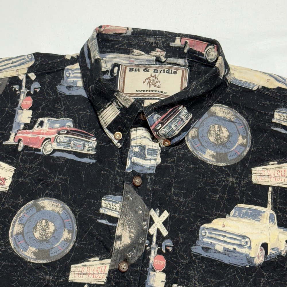 Bit & Bridle Truck Shirt Mens XL Black Vintage Classic Pickup Gas Station Retro